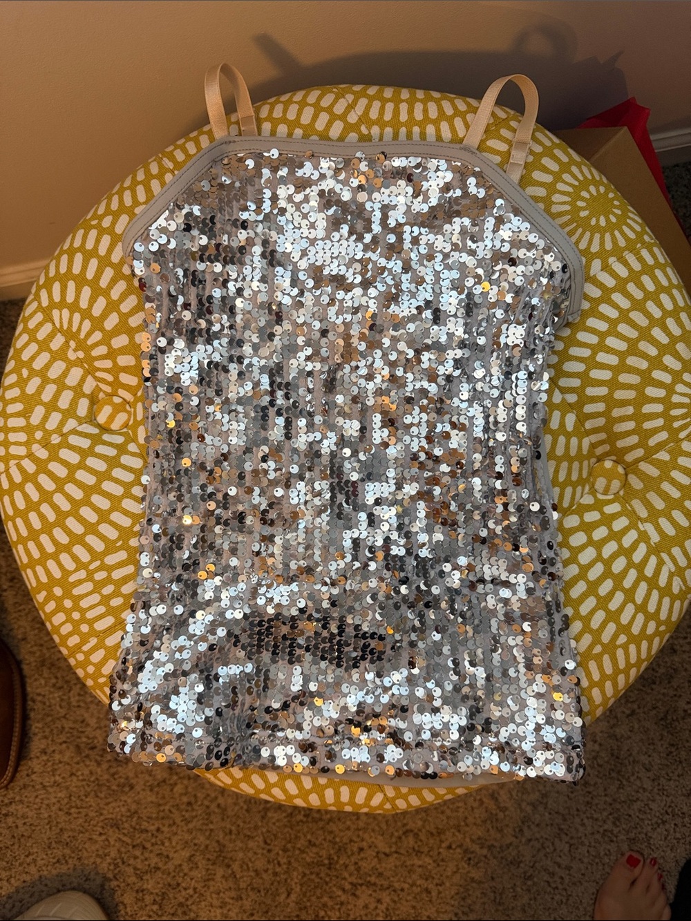 Weissman Silver Sequin Spaghetti Strap Camisole